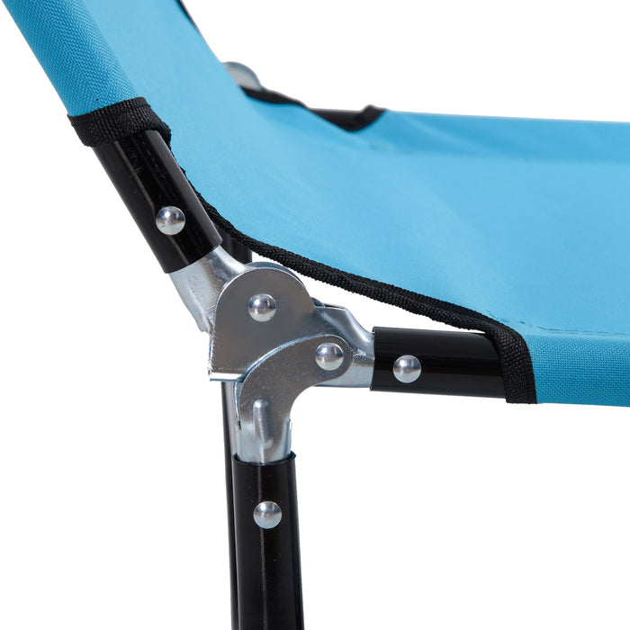 Outdoor Folding Chaise Lounge Chair - Reclining Pool Sun Tanning Chair with Steel Frame & Breathable Mesh, Sky Blue - Ideal for Patio, Beach, and Poolside Relaxation