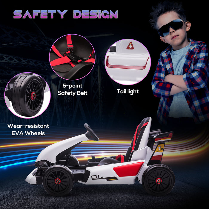 Adjustable Electric Go Kart for Kids - 12V Battery-Powered Ride-On with Reversible Steering, Two Speed Settings - Exciting Racing Adventure for Children