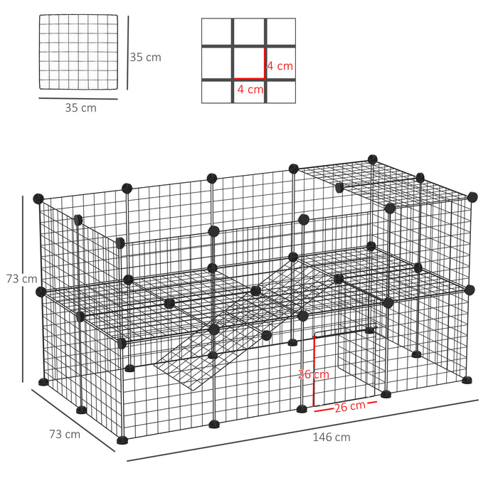 Metal Wire Small Animal Cage Playpen - 36-Panel Indoor/Outdoor Enclosure, Black - Ideal for Guinea Pigs, Rabbits, and Other Small Pets