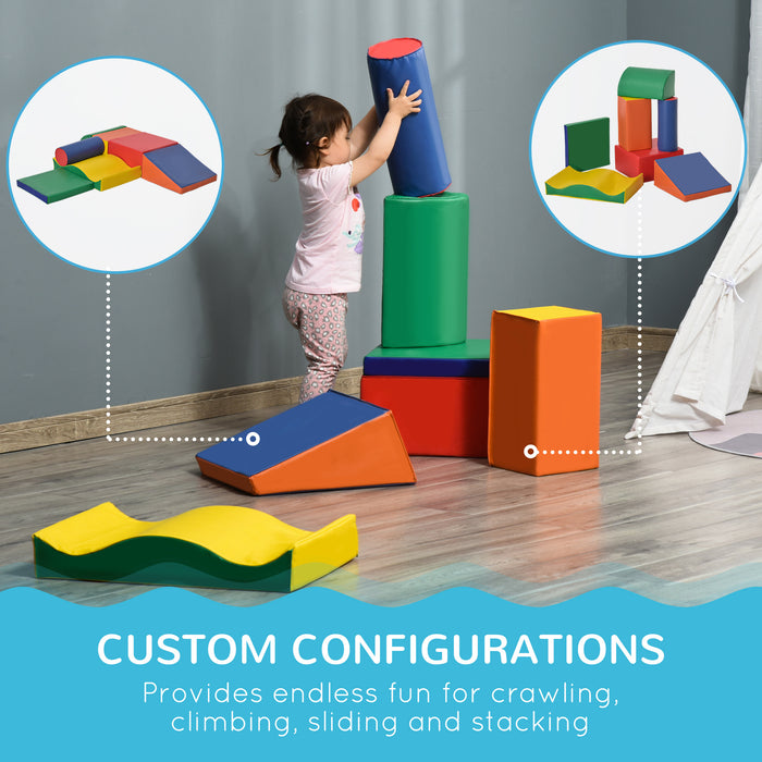 Soft Play 7-Piece Blocks - Climb & Crawl Foam Building Set for Toddlers - Safe, Non-Toxic Stacking Toys for Early Education and Active Play