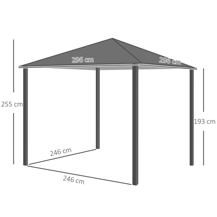 Deluxe Metal Frame Gazebo - Grey Draped Outdoor Shelter for Garden - Elegant Weather-Resistant Entertaining Space