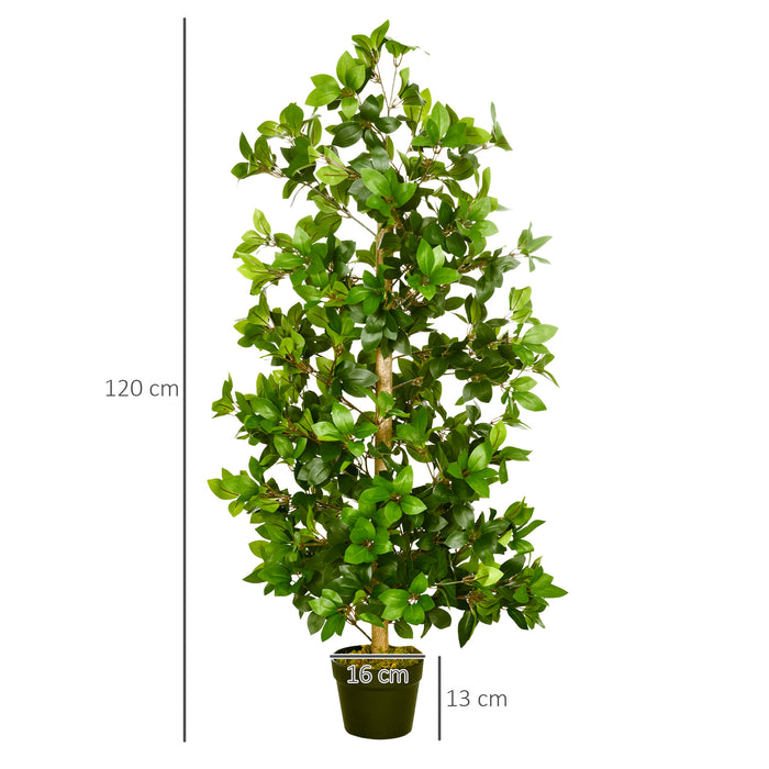 Bay Leaf Laurel Artificial Plant in Pot - Lifelike Indoor Outdoor Faux Greenery, 16x16x120cm - Enhances Home and Office Decor