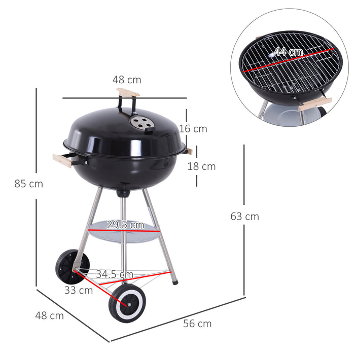 Portable Round Kettle Charcoal BBQ Grill - Adjustable Heat Control for Outdoor Grilling - Ideal for Patio Parties and Family Gatherings