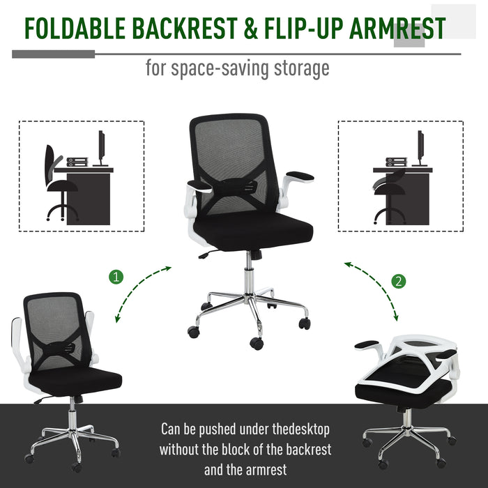 Ergonomic Mesh Swivel Office Chair with Flip-Up Arms - Adjustable High-Back Design with Lumbar Support for Home or Office - Ideal for Comfortable All-Day Seating and Productivity