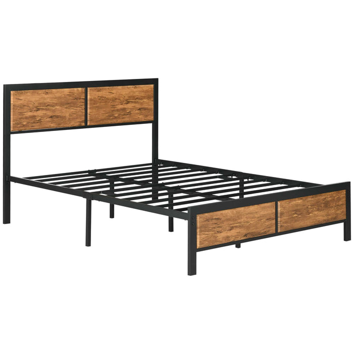 Industrial King Size Bed Frame with Headboard & Footboard - Sturdy 5FT Steel Construction, Slatted Support, Under-Bed Storage Space - 160 x 207 cm Ideal for Master Bedroom