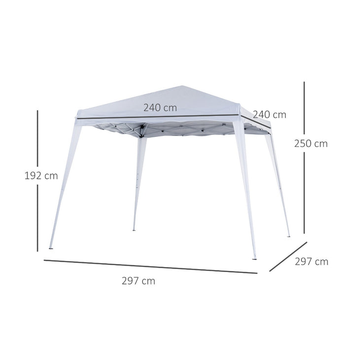 3x3m Slant Leg Canopy Tent - Height Adjustable Pop Up Gazebo with Carry Bag - Ideal for Garden Parties & Outdoor Events, White