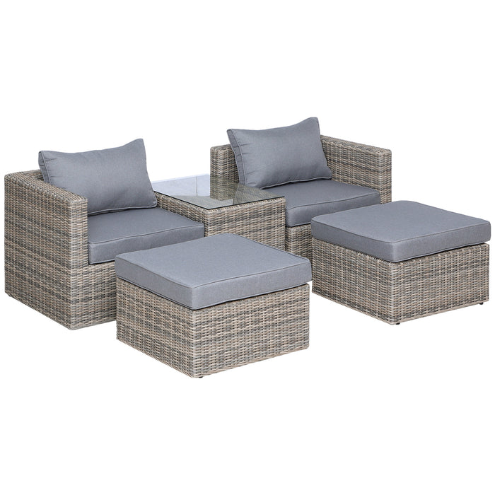 Luxury 2-Seater Rattan Set - Aluminium Frame Patio Furniture with Glass-Top Table & Thick Cushions - Ideal for Outdoor Relaxation and Balconies