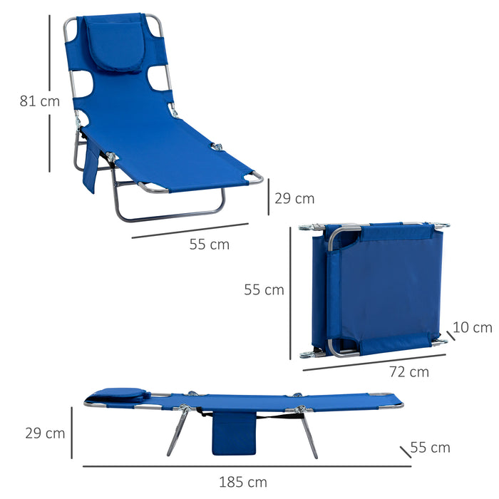 Foldable Sun Lounger Set with Reading Hole - Adjustable Backrest & Convenient Side Pocket - Ideal for Poolside Relaxation and Beach Reading