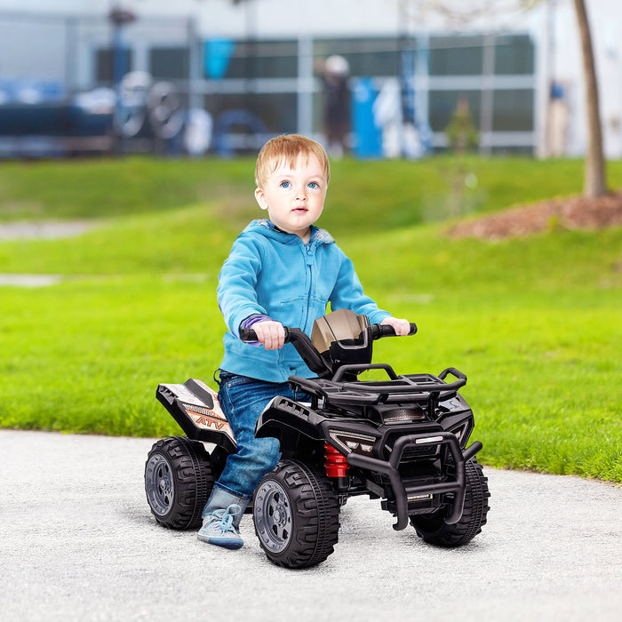 Kids Ride-On Quad ATV - 6V Battery-Powered Motorcycle with Real Working Headlights - Ideal for Toddlers 18-36 Months, Sleek Black Design