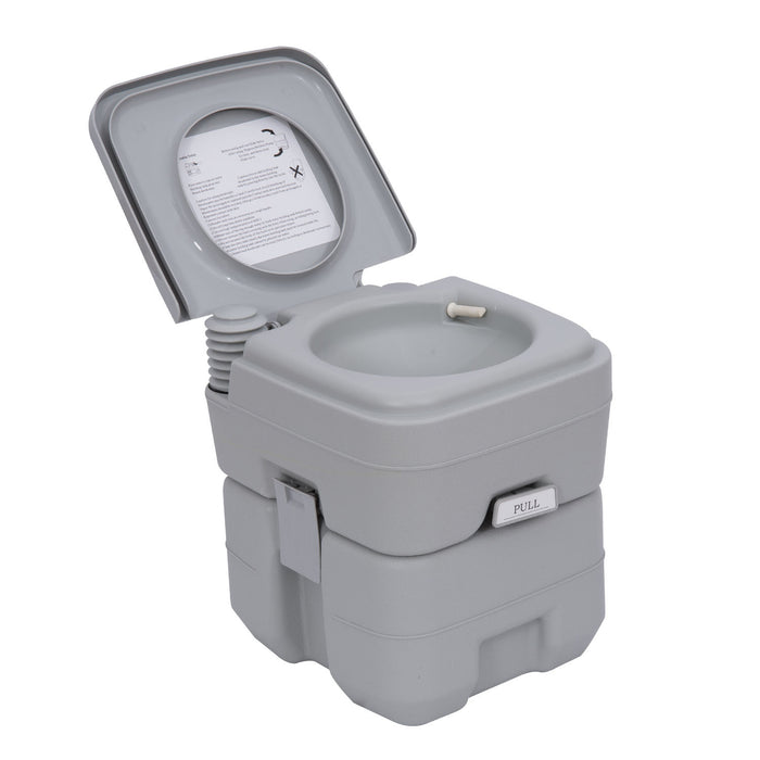 Compact Outdoor Camping Toilet with Carry Handle - Portable Grey Travel Commode for Convenience On-The-Go - Ideal for Campers, Road Trips, and Emergencies