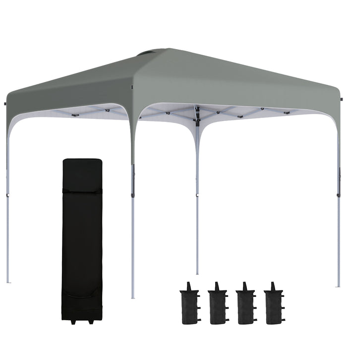 Foldable 3x3m Pop-Up Gazebo - Outdoor Canopy Tent with Wheeled Carry Bag & Weight Bags - Ideal for Garden Patio Party, Dark Grey