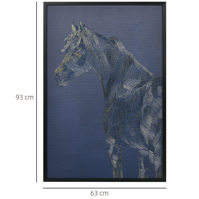 Gold Textured Horse Canvas Wall Art - 93x63 cm Elegant and Modern Wall Decor for Bedroom and Living Room - Ideal for Equestrian Enthusiasts and Contemporary Home Styling