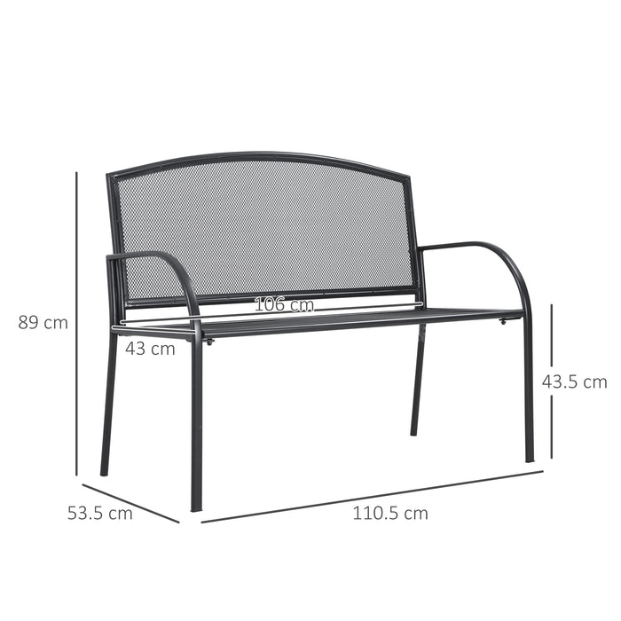 Outdoor Metal Loveseat - 2-Person Patio Bench in Grey - Ideal for Garden, Park, Porch, and Lawn Seating