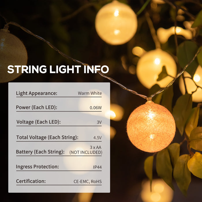 4-Pack LED Globe Garden String Lights - 70ft 80 LEDs, Outdoor/Indoor Hanging Festoon Lighting - Perfect for Parties and Festive Decorations