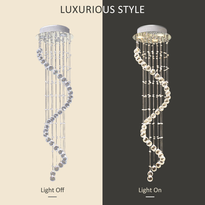 Spiral Crystal Chandelier - Dazzling 160 Octagon-Shaped Crystals - Elegant Lighting Fixture for Home Decor
