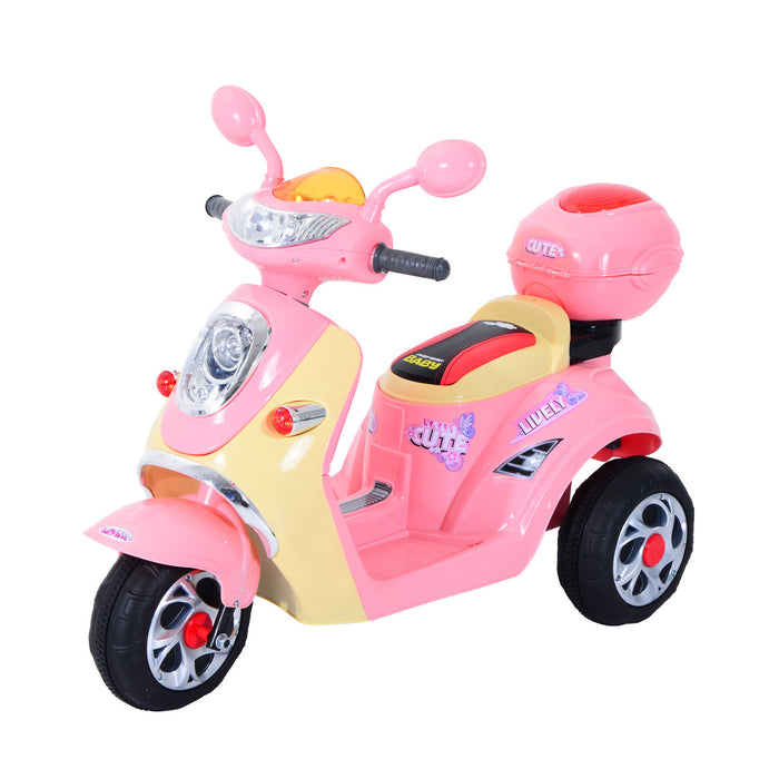 Electric Ride-On Toy Motorbike with Music and Lights - Durable Plastic Construction in Pink - Ideal for Kids' Motorized Outdoor Play