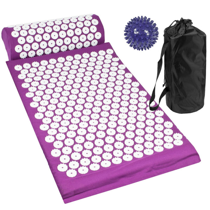 Acupressure Relaxation Combo - Mat, Pillow & Therapy Ball in Soothing Purple - Stress Relief & Muscle Relaxation for Home Use