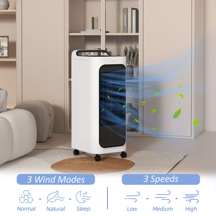 Ice Cooling Fan Water Conditioner - Portable Air Cooler with Humidifier, Ice Packs, Remote Control & Timer - Ideal for Room Cooling & Oscillation Function