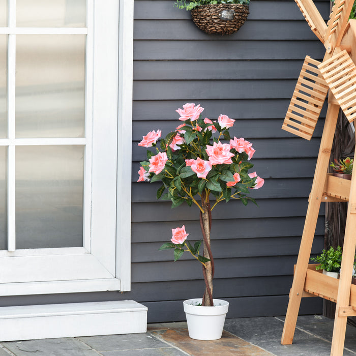 Artificial Pink Rose Flower Arrangements - Set of 2 Faux Potted Plants, 90cm Tall for Indoor/Outdoor Décor - Ideal for Home Beautification and Low Maintenance Decoration