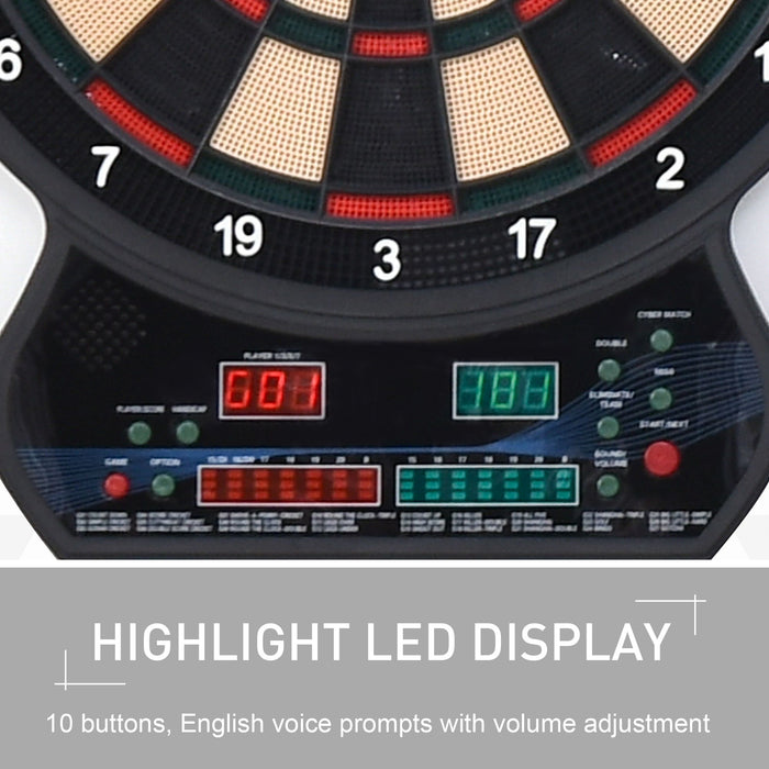 Electronic LED Dartboard with Scorekeeper - Accommodates Up to 8 Players with 27 Variations, Includes 12 Darts & 30 Tips - Ideal for Family Entertainment & Office Leisure Activities