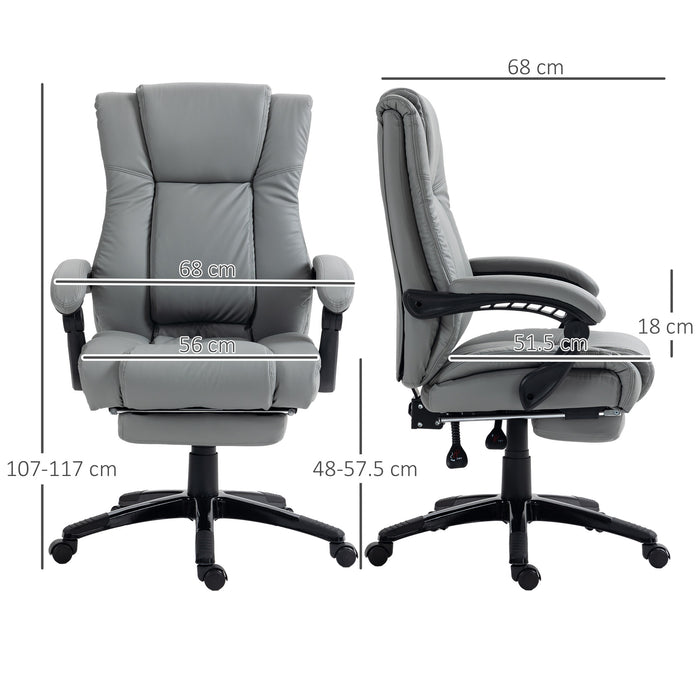 Swivel Computer Chair with Footrest - PU Leather, Adjustable Height, Wheeled Office Seat - Comfortable Ergonomic Design for Work and Relaxation