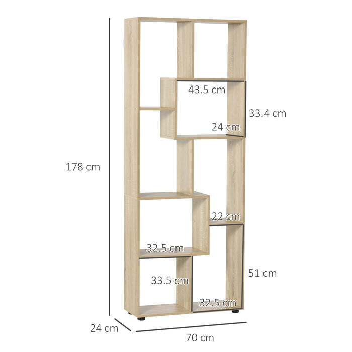 8-Tier Bookshelf with Melamine Finish - Freestanding Display Storage with Anti-Tip Foot Pads, Modern Design - Ideal for Living Room and Home Organization