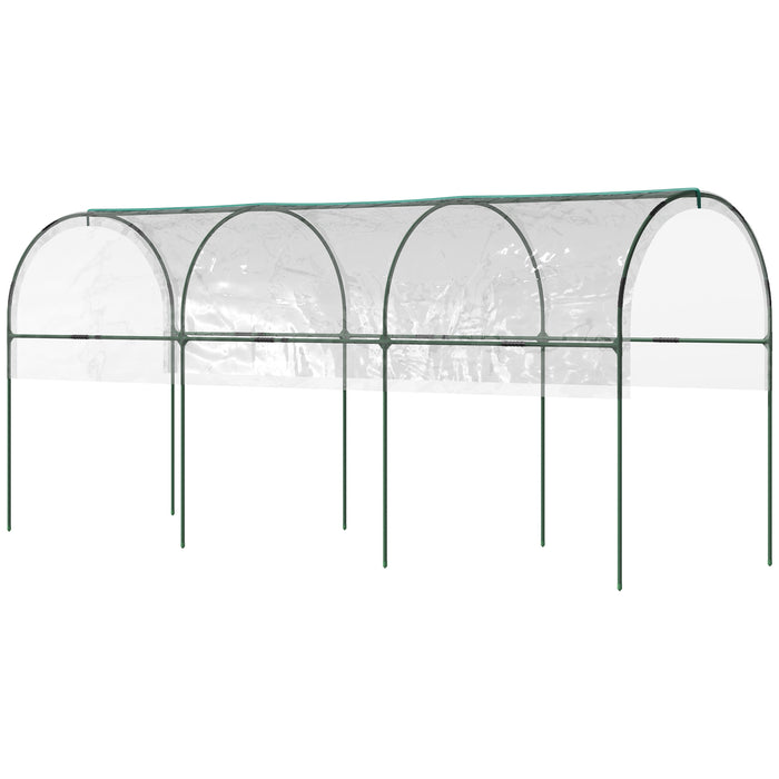 4-Hoop Tunnel Tomato Greenhouse with Top Tap - Pointed Bottom Design with Guy Ropes for Stability - Clear Cover for Optimal Plant Growth Conditions