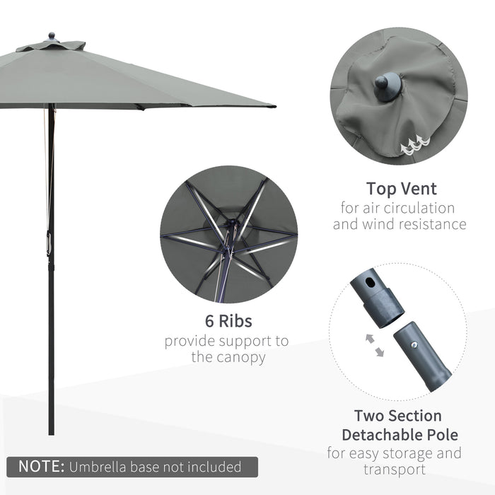 Outdoor Sunshade Canopy Umbrella - 2.8m Patio Parasol with 6 Ribs, Manual Push, Dark Grey - Ideal for Garden and Backyard Comfort