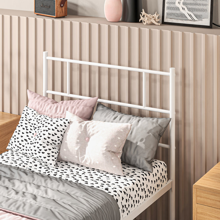 Metal Single Bed Frame with Headboard & Footboard - Robust Metal Slat Support System, Ample Storage with 31cm Clearance - Ideal for Compact Rooms & Maximizing Space