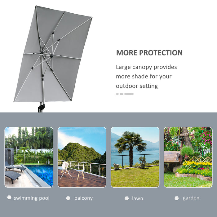 Cantilever Roma Parasol - 3m Square Sun Canopy with 360° Rotation, Aluminum Frame & Cross Base - Ideal for Garden Patio Sun Protection in Light Grey