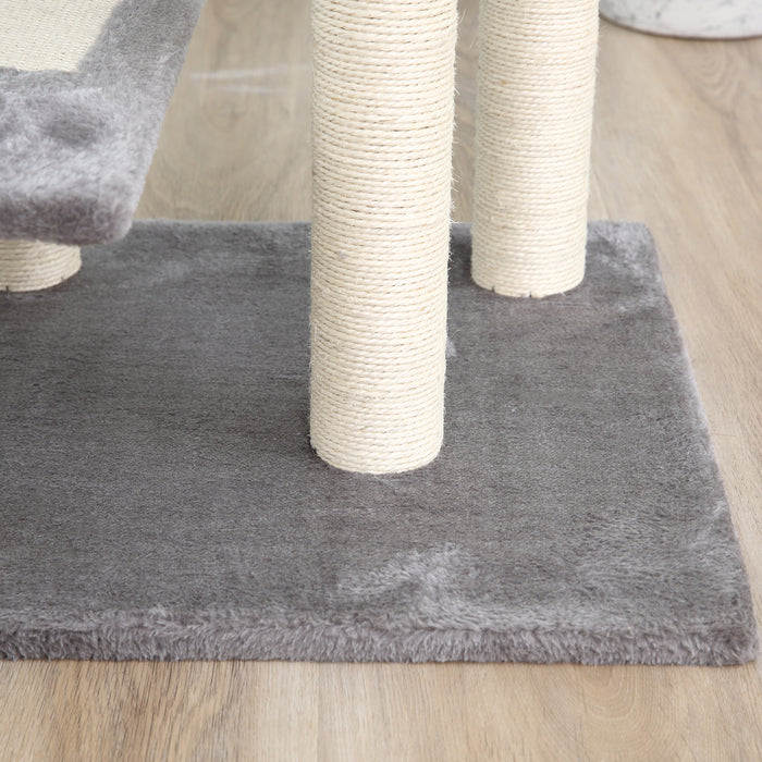 Cat Tower with Sisal Scratching Posts - Kitten-Friendly Climbing & Scratching Activity Centre in Grey - Ideal for Play and Exercise for Cats