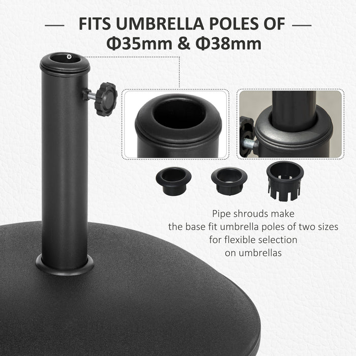 Heavy Duty 20kg Cement Parasol Base - Sturdy Round Umbrella Stand in Grey/Black - Perfect for Outdoor Patio Stability