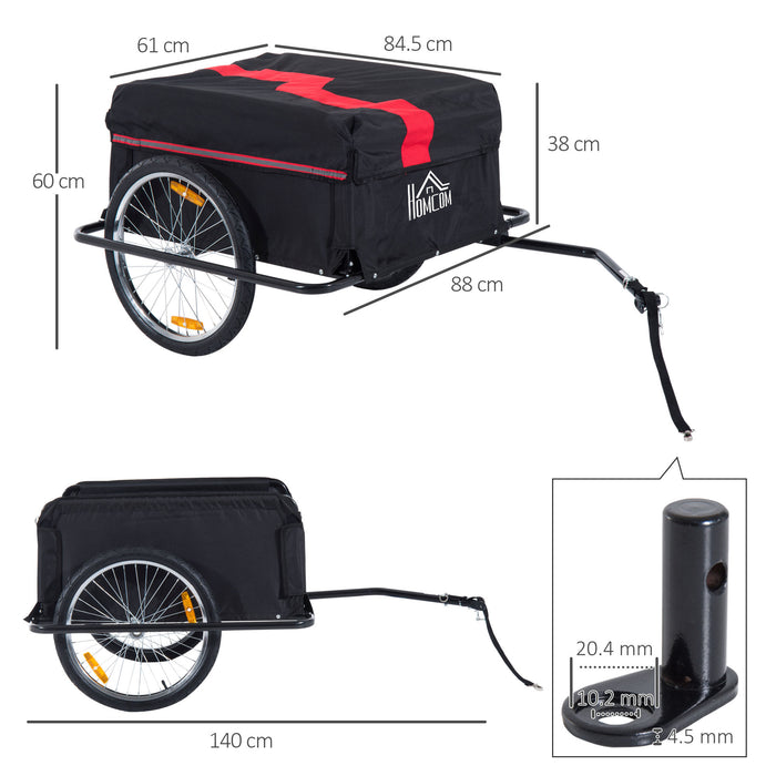 Bike Cargo Trailer with Durable Removable Cover - Versatile Red & Black Design for Transporting Goods - Ideal for Cyclists and Outdoor Enthusiasts