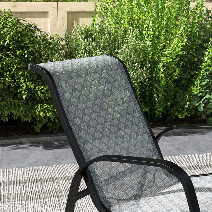 Outdoor Patio Rocking Chair Set - 3-Piece Bistro Set with Metal Coffee Table & Breathable Mesh Fabric - Ideal for Garden Relaxation & Entertaining