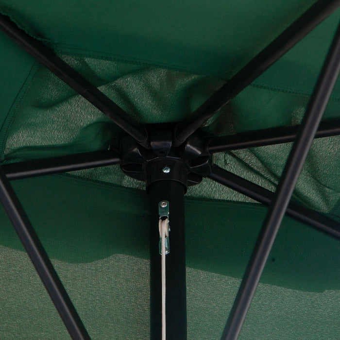 Balcony Semi Round Umbrella with Crank Handle, 2.3m - UV-Protected, Wind-Resistant Half Parasol in Green - Ideal for Small Outdoor Spaces & Patios (Base Not Included)