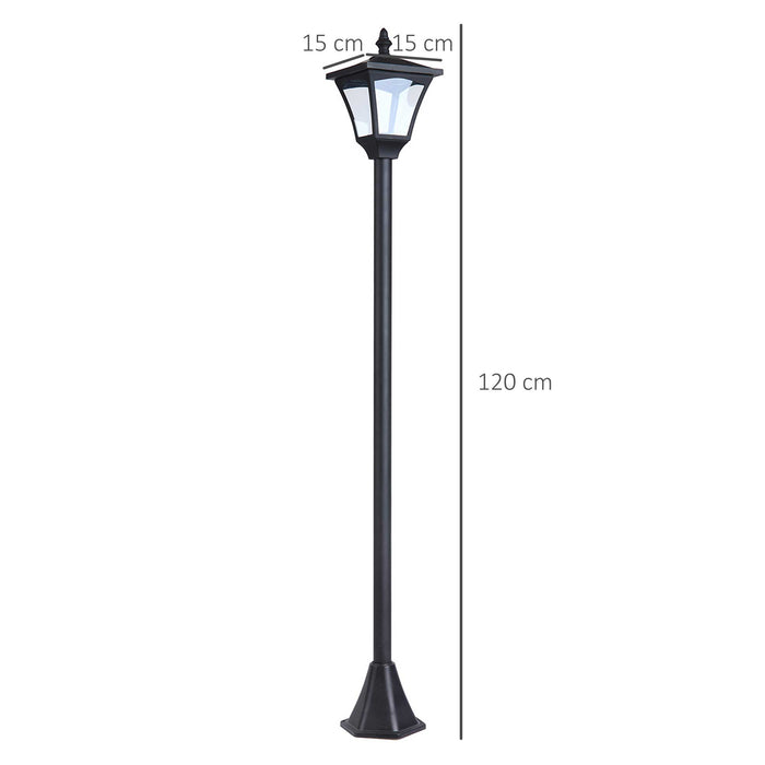 Outdoor Solar LED Post Lamp - Dimmable Sensor Lantern, 1.2M Bollard Pathway Light in Black - Ideal for Garden and Driveway Illumination