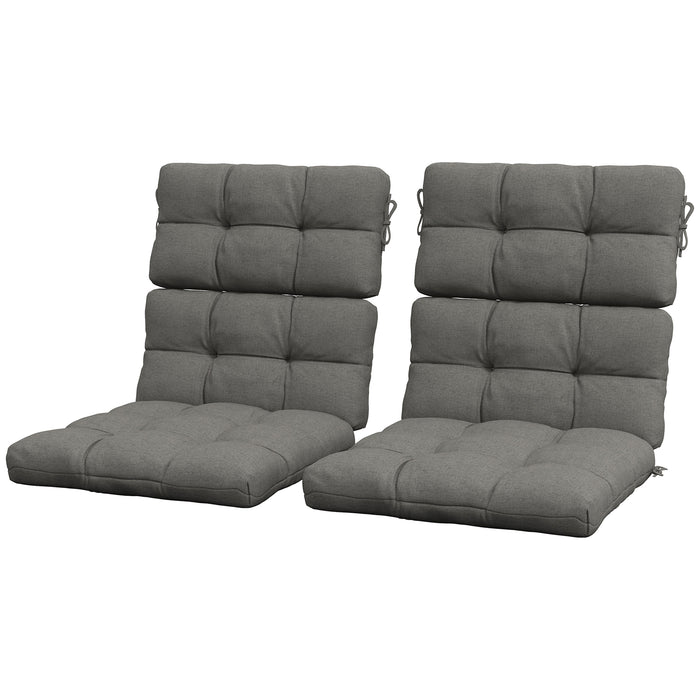 Garden Comfort Seating Set - 2-Piece Chair Cushion and Backrest in Charcoal Grey With Ties - Ideal for Patio Furniture Comfort Upgrade