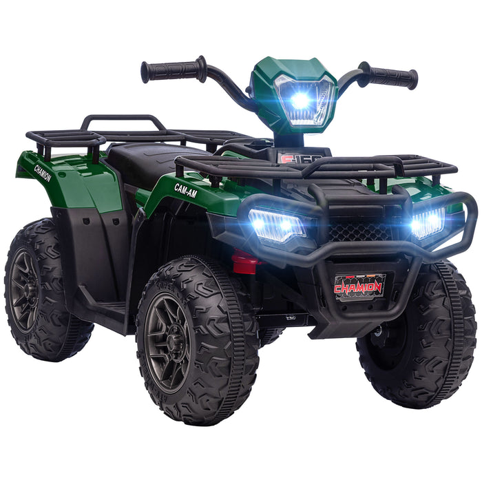 Electric Ride-On ATV for Kids - 12V Quad Bike with Forward/Reverse, Music, LED Headlights - Perfect for Ages 3-5, Vibrant Green