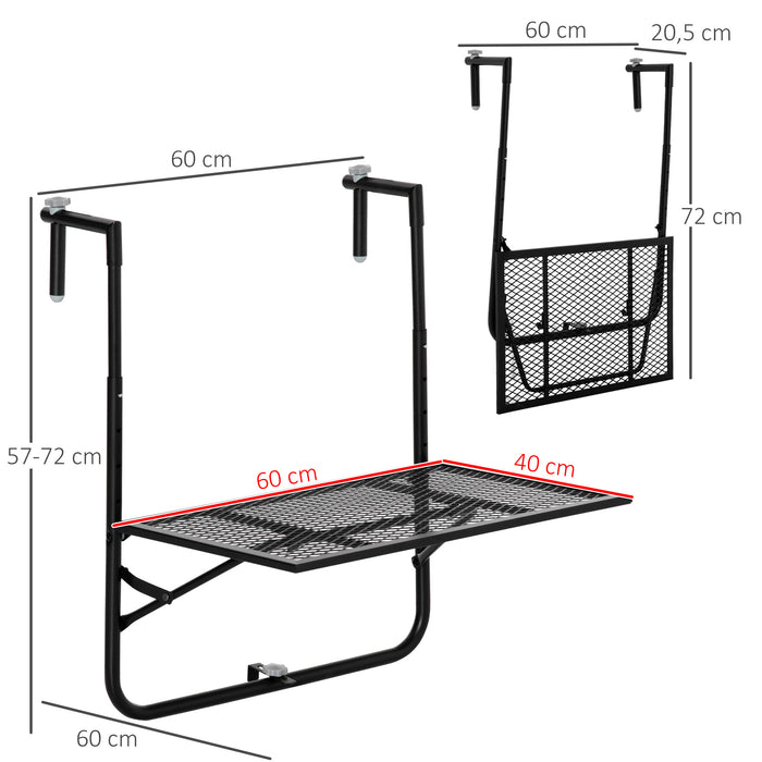 Space-Saving Balcony Hanging Table - Metal Wall Mount Desk with Adjustable Folding Design - Ideal for Patio and Garden Use