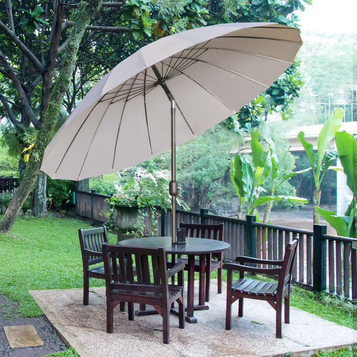 Adjustable 2.5m Garden Parasol - Outdoor Sun Shade Umbrella with Crank and Tilt Functionality, Light Grey - Perfect for Patio and Backyard Relaxation