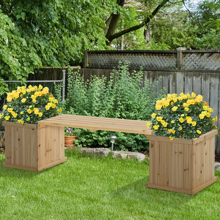 Wooden Garden Planter-Bench Combo - Raised Bed for Patio and Park Landscaping - Ideal for Outdoor Seating and Planting