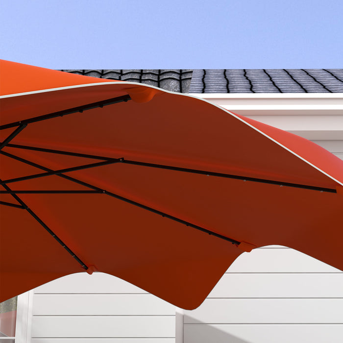 Solar LED Illuminated Patio Umbrella - Weather-Resistant 3m Outdoor Table Parasol with Tilt Function and Easy Crank Opening - Ideal for Nighttime Ambiance & Sun Protection in Vibrant Orange