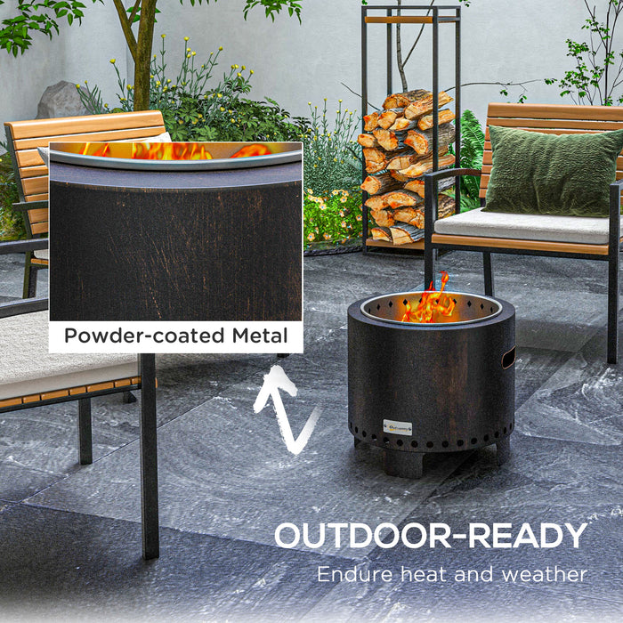 Outdoor Smokeless Fire Pit - Durable Metal Wood-Burning Design, Black Finish - Ideal for Backyard Entertainment and Family Gatherings