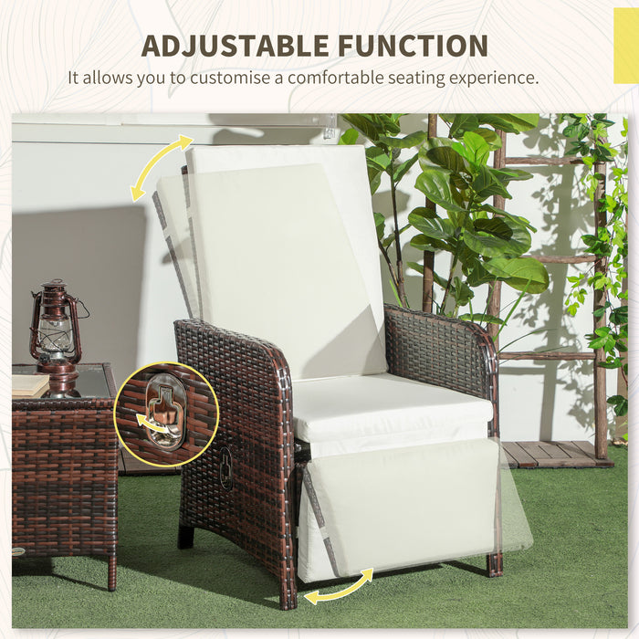 Rattan Bistro Set 3pcs - Mixed-Brown Patio Set with Comfy Cushions & Storage - Ideal for Balcony and Small Outdoor Spaces