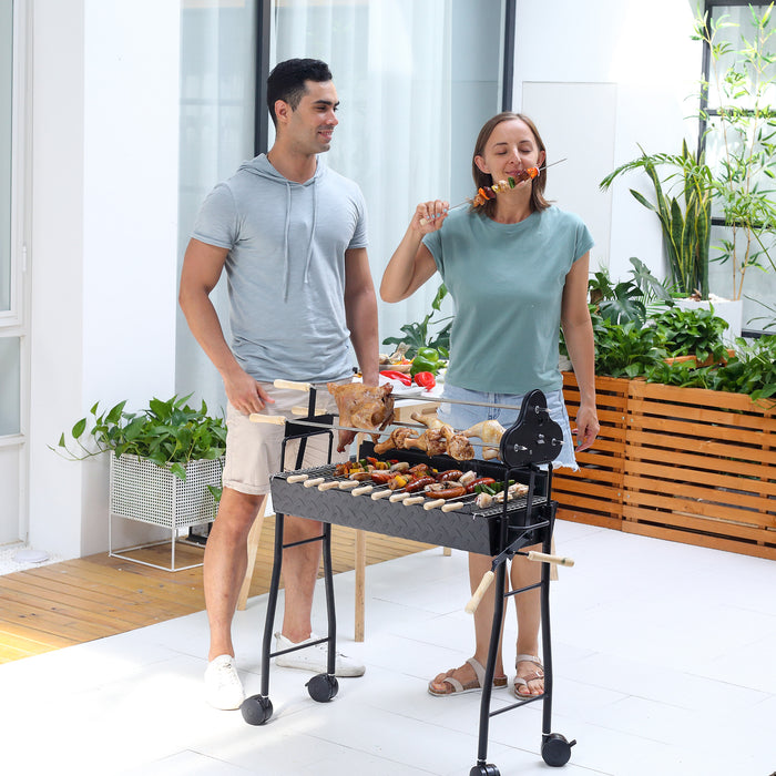 Charcoal Trolley BBQ - Outdoor High-Temperature Powder-Coated Grill with Wheels, 85x36x90cm - Ideal for Garden Barbecue Cooking