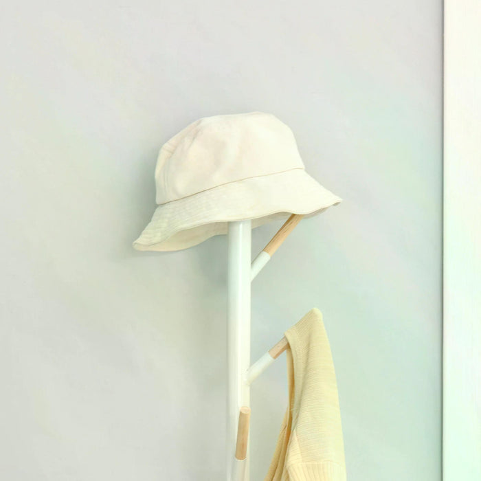 Free Standing 174cm Coat Rack Stand with 6 Hooks - Clothes, Hat Display and Hanging Organizer in White - Ideal for Hallway, Entryway Storage