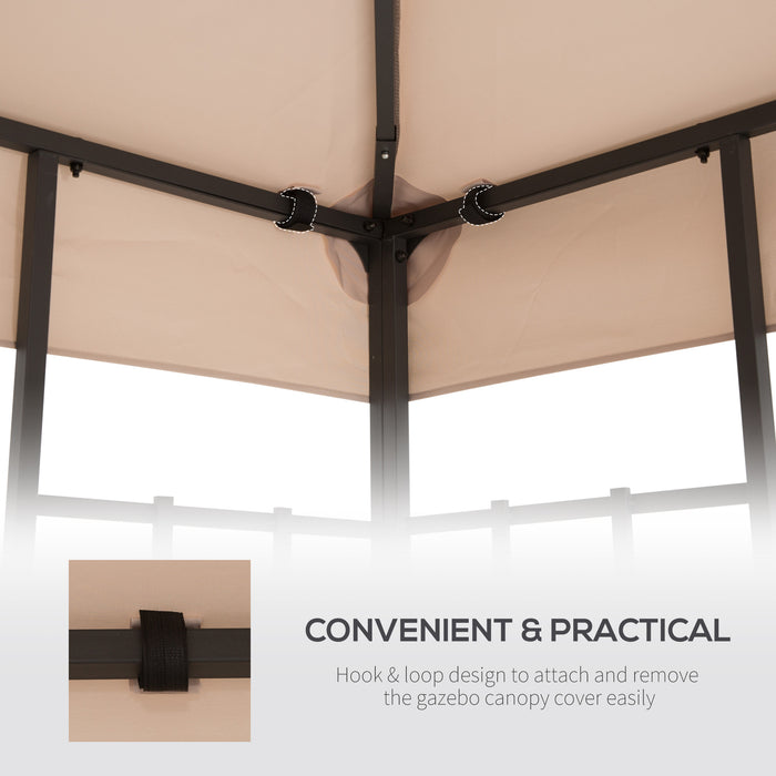 Double Tier Gazebo Canopy Replacement - 3x3m Deep Beige Pavilion Roof Cover - Ideal for Outdoor Shelter and Patio Upgrade