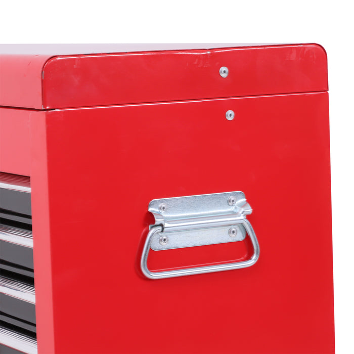 Metal Tool Chest on Wheels with 6 Drawers and Pegboard - Top Chest and Roller Cabinet Combination, 61.6 x 33 x 108cm in Red - Ideal for Workshops and DIY Enthusiasts