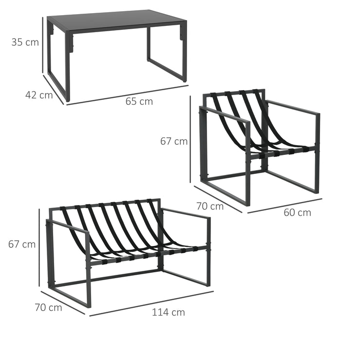 Outdoor Elegance Collection - 4-Piece Steel Frame Patio Sofa Set with Cushioned Armchairs, Loveseat & Coffee Table - Ideal for Garden Relaxation and Socializing