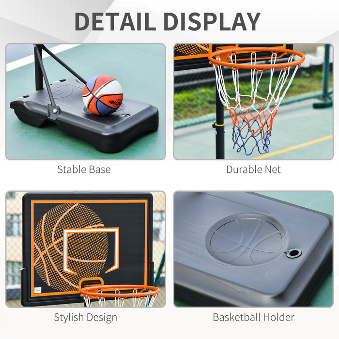 Adjustable 1.56m-2.1m Basketball Stand with Wheels - Portable Hoop & Backboard System, 38cm Rim Diameter - Ideal for Kids and Teenagers, Indoor & Outdoor Play